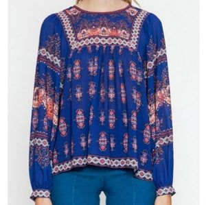 Flying Tomato Royal Blue and Coral Blouse